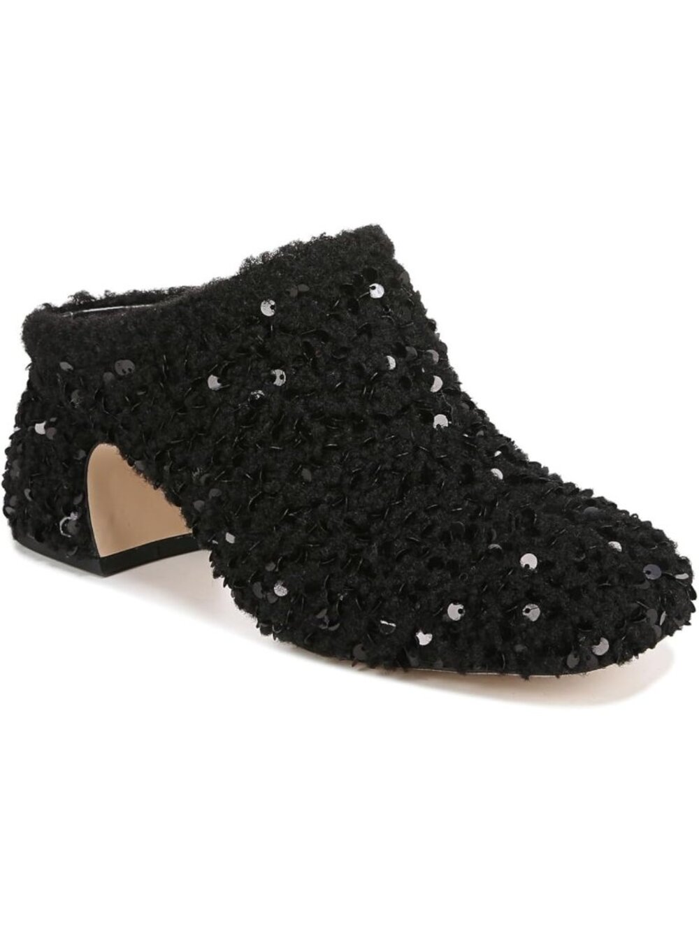 Sam Edelmen Circus Black Sequin Sparkle Embellished Mules w/Block Heels Size 8